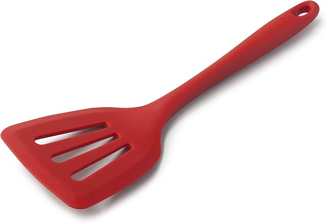 Zeal J157R Silicone Non-Stick Slotted Fish Slice/Cooking Turner (30cm) -Red