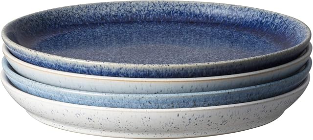 Denby Studio Blue 4 Piece Dinner Plate Set, 411046001, 26 centimeters