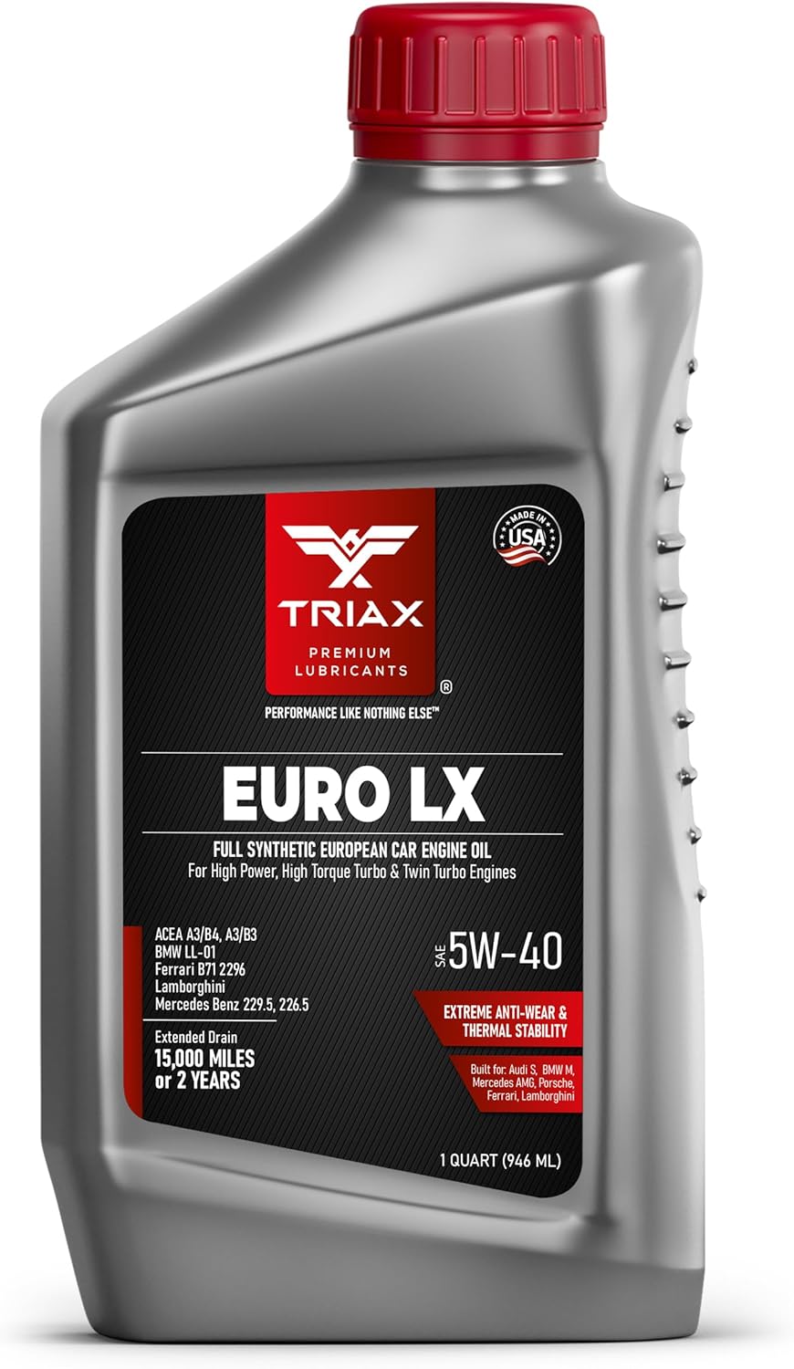 TRIAX Euro LX 5W-40 Full Syn Engine Oil - Compatible with BMW LL01, MB 229.5, 226.5, Audi/VW 502.00, 505.00, MS-12991, Porsche A40 (1 Quart) 2 71LKOVJXMTL. AC SL1500