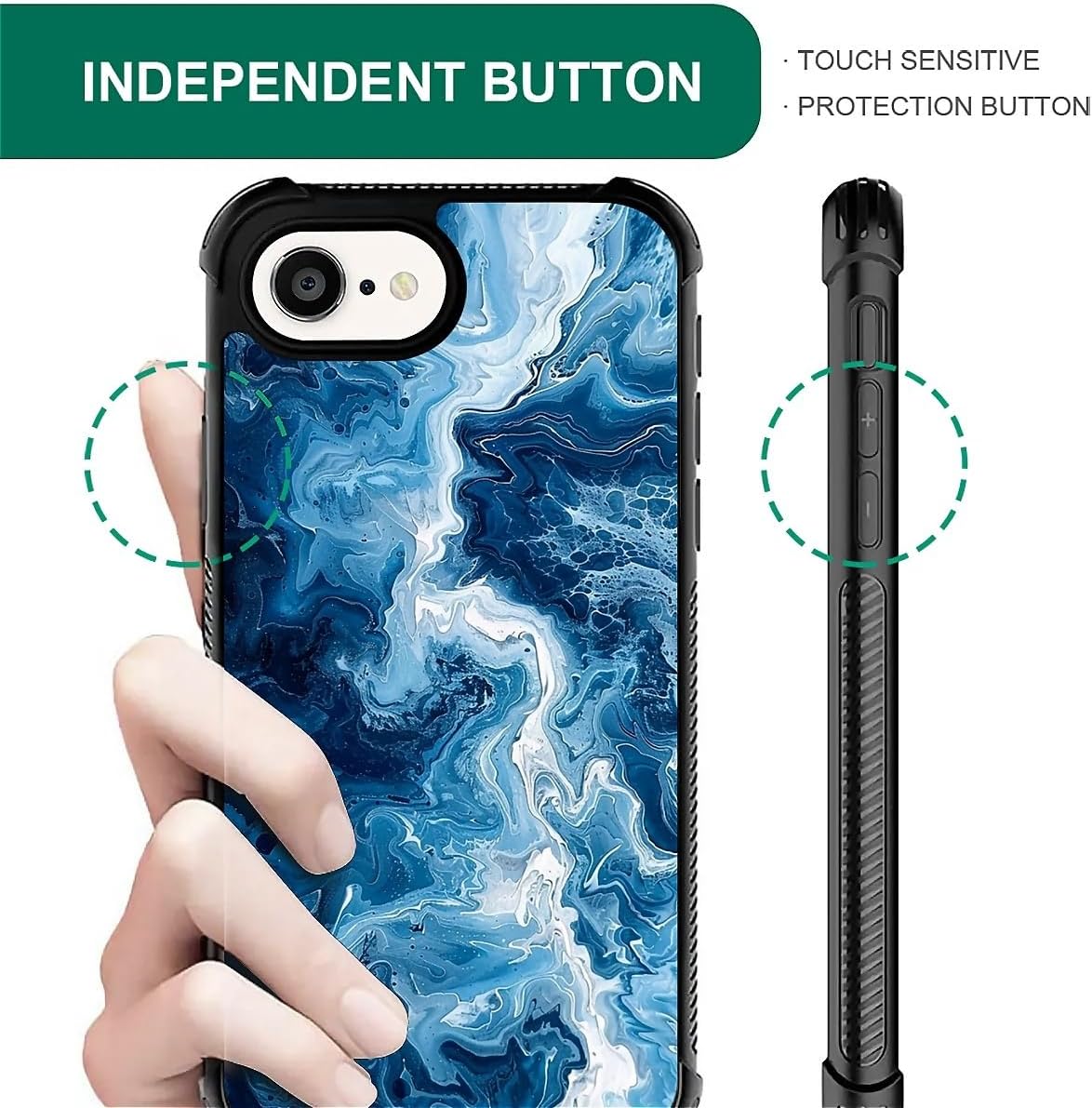 Compatible with iPhone 16e Case, Shockproof Protective for Man Women Non-Slip for iPhone 16e Abstract Vast Blue Ocean Wave Crazy Pattern image 4