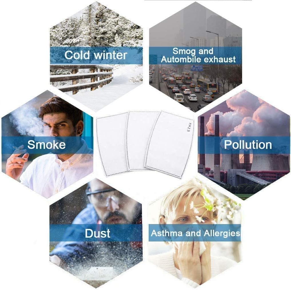 40PCS Adult PM2.5 Activated Carbon Filter Insert 5 Layers Replacement Anti Dust Face PM 2.5 Filter Paper