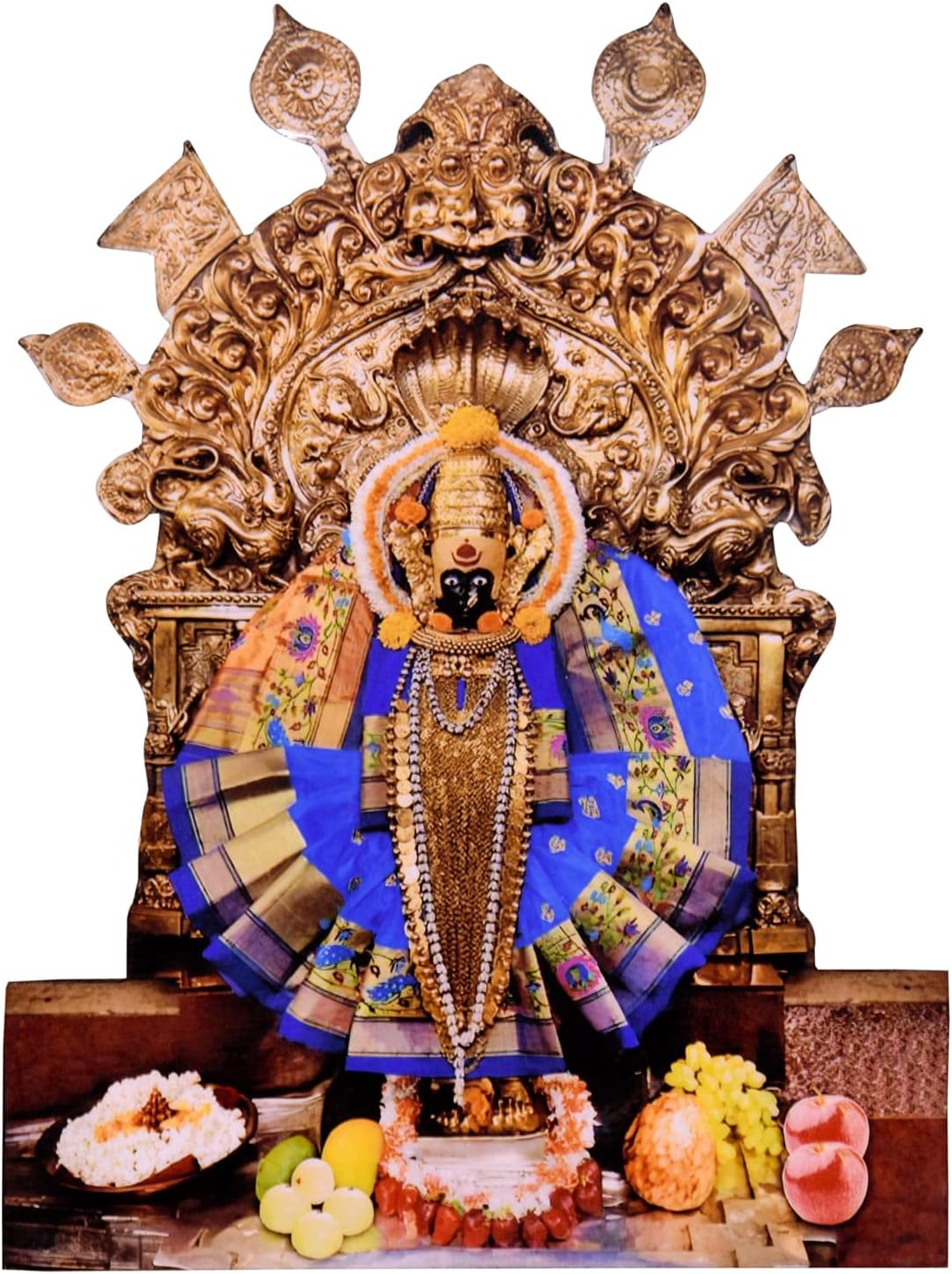 Vils Goddess Shri Kolhapur Mahalakshmi Divine Holy Blessing Wood and Plastic Statue/Photo Frame with Back Stand for Pooja/Gift (Size 4 inch X 6 inch)- Multicolor