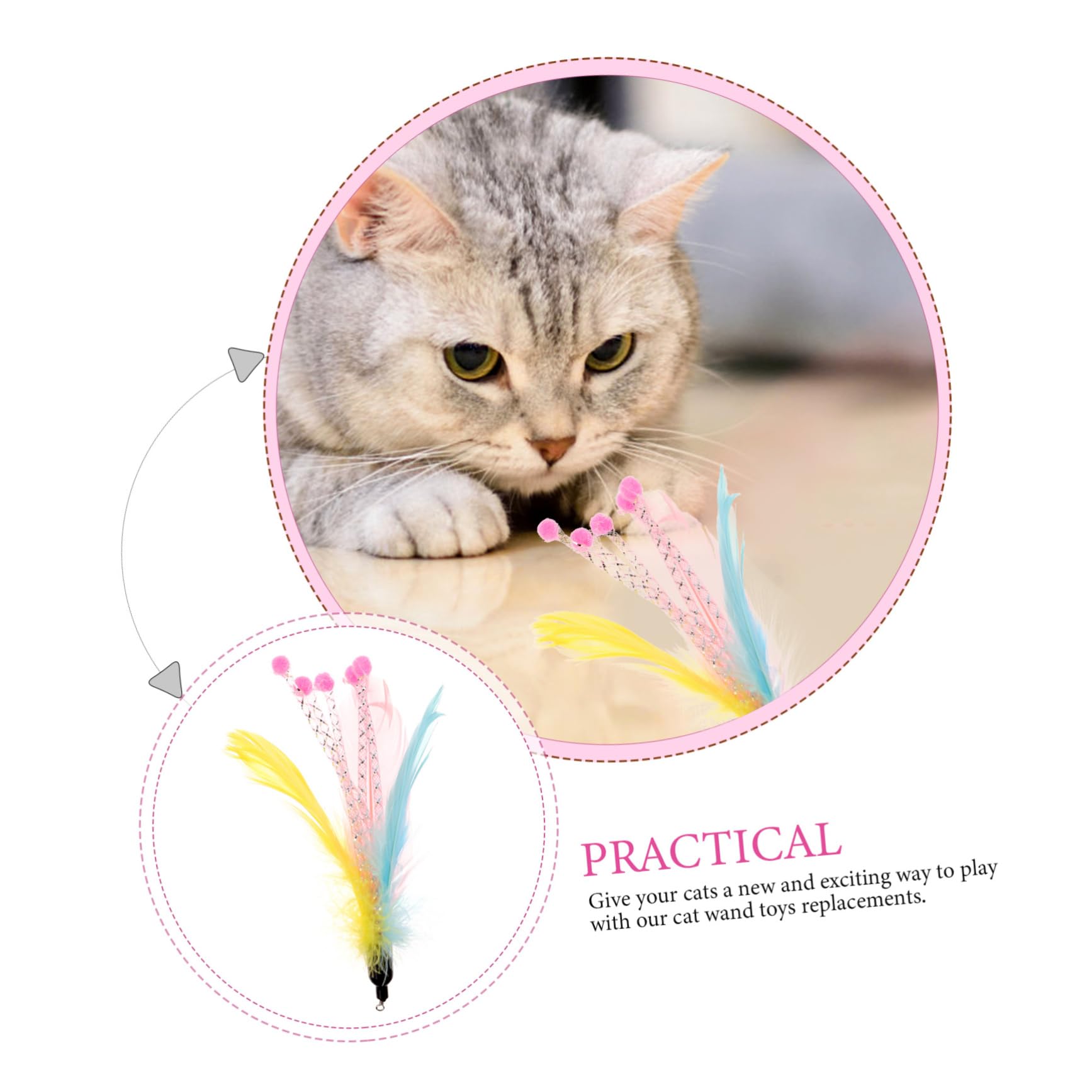 INOOMP 40pièces Jouets à Plume pour Chats Recharges pour Interactions Ludiques Intérieur Et Extérieur Améliorez De Votre Chat avec Sécurité