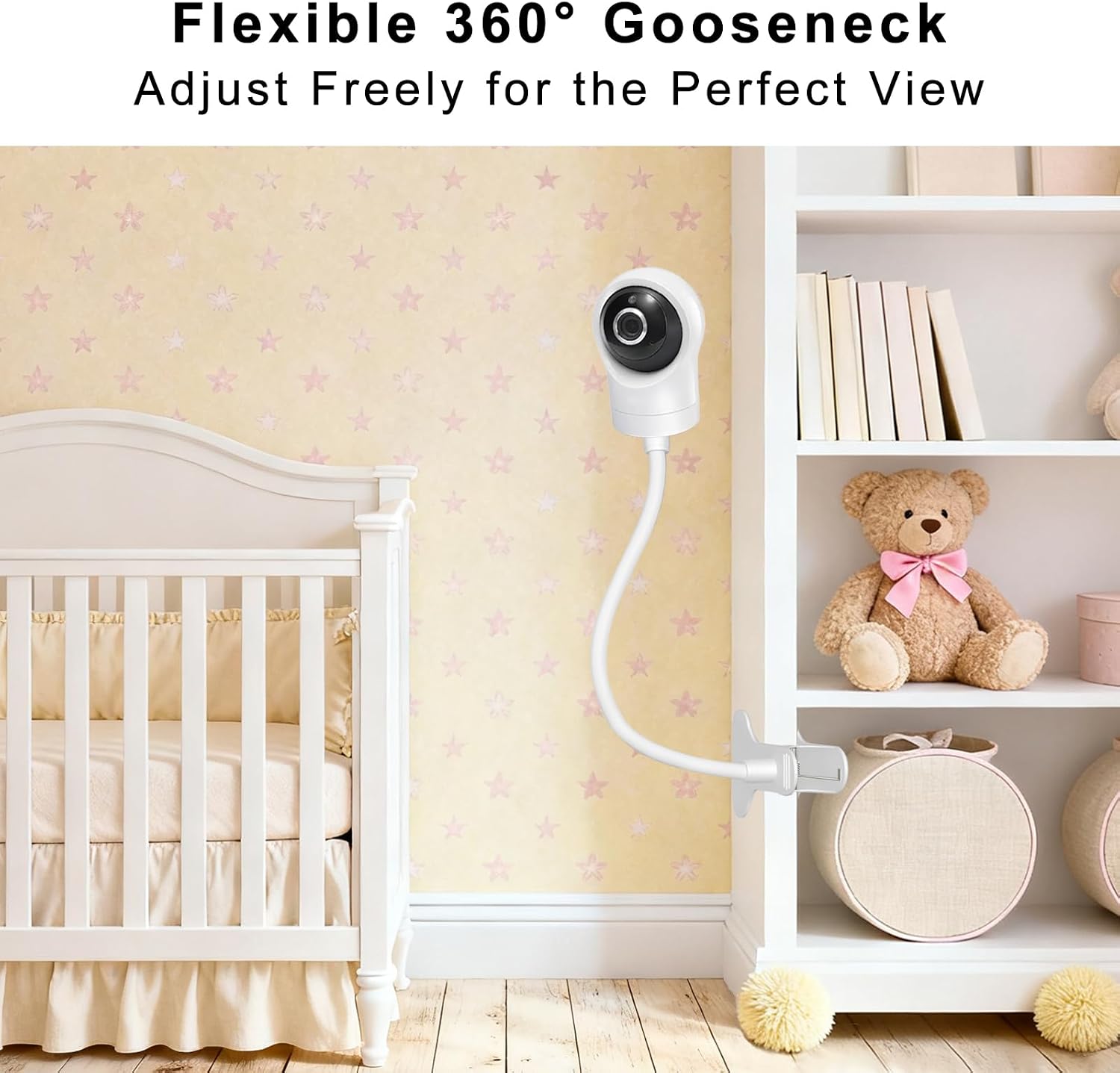 Baby Monitor Mount for VTech VM901/VM928/RM7766/RM7764/RM5764/RM5754 Baby Monitor, Flexible Baby Camera Holder, Crib Clip Mount Without Tools