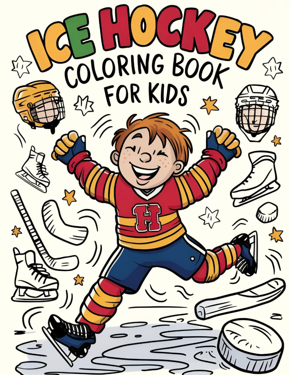 ICE HOCKEY Coloring Book For Kids: Amazing Ice Hockey Sport Illustrations Perfect to Color for Little Skaters - Ice Hockey For Kids ages 4-8 years old and Hockey Fans