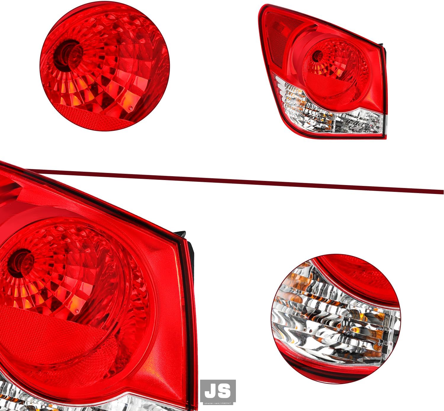 JSBOYAT Tail Light Fits for 2011-2015 Chevy Cruze 2016 Limited Outer Rear Light Halogen Taillight Assembly OE Direct Replacement Brake Tail Lamp w/Bulb LH Left Driver Side