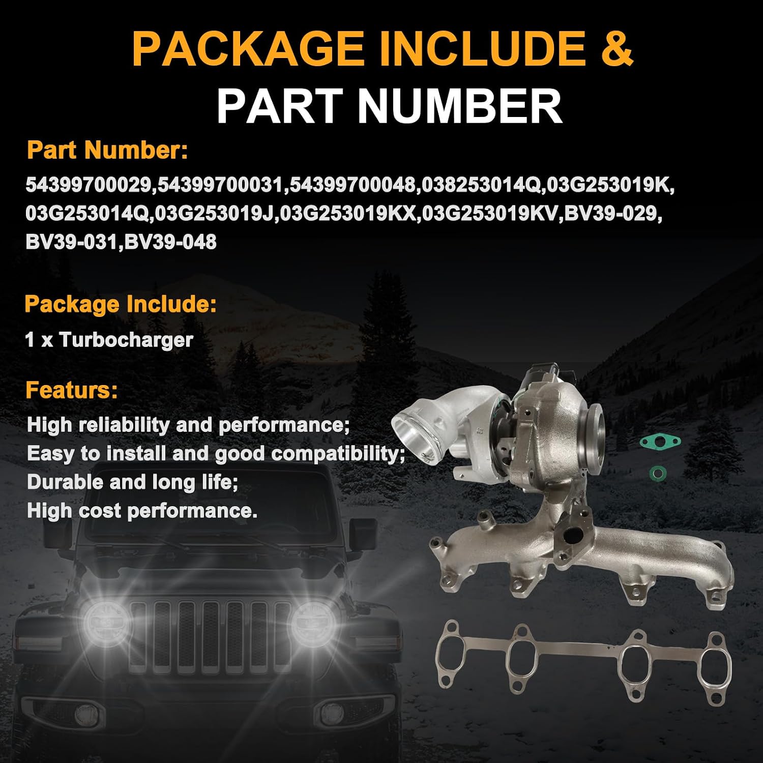 Turbocharger Turbo 54399700031 038253014Q Fits for 2005-2006 1.9L Aftermarket Parts