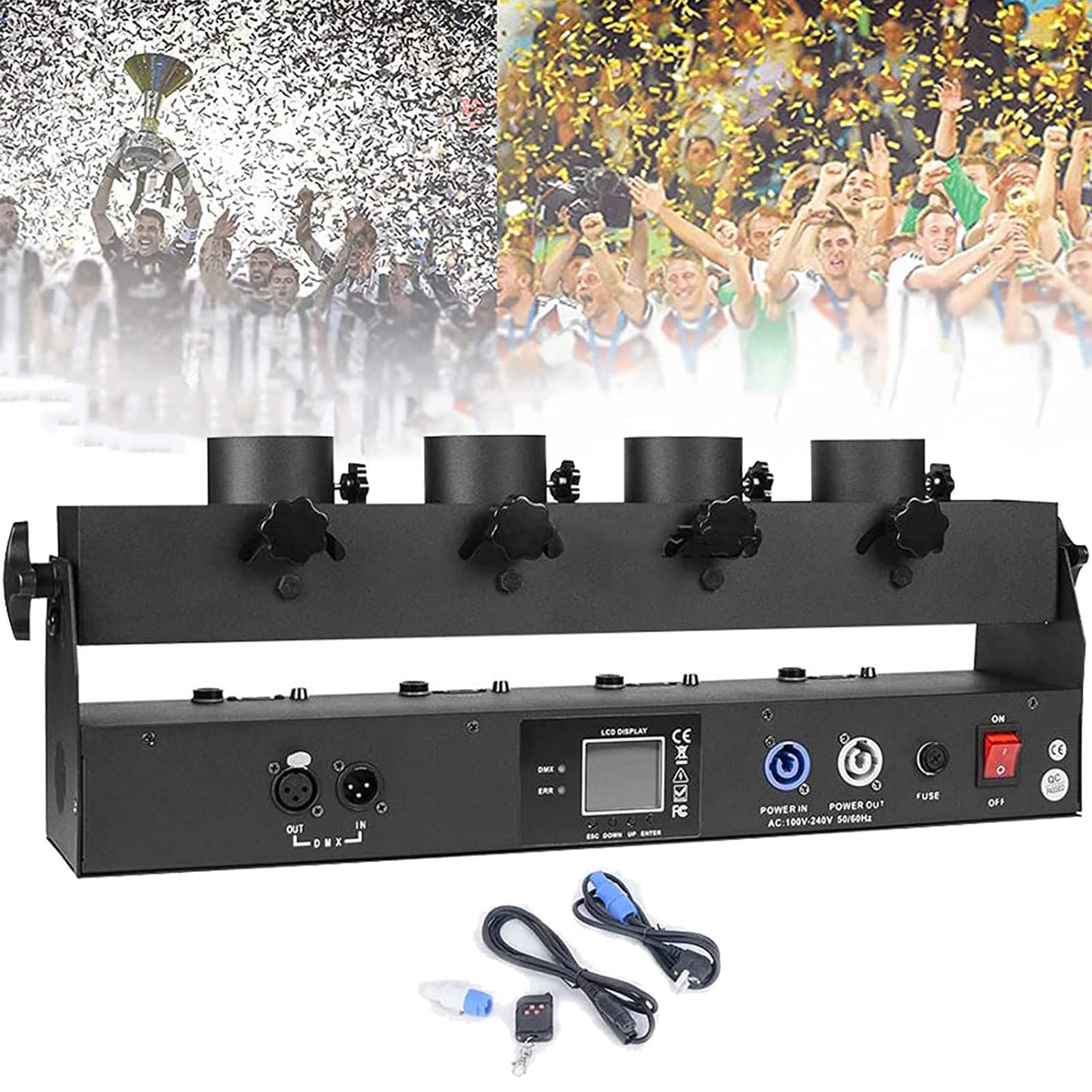 Macchina lancia coriandoli, lancia coriandoli, spara coriandoli a 4 pistole, telecomando DMX512 per matrimoni, feste e discoteche