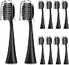 YUNCHI Adult Replacement Heads for Burst Electric Toothbrush, 10 Pack with Dust Caps - Soft Charcoal Bristles for Deep Cleaning, Plaque Removal & Teeth Whitening Black