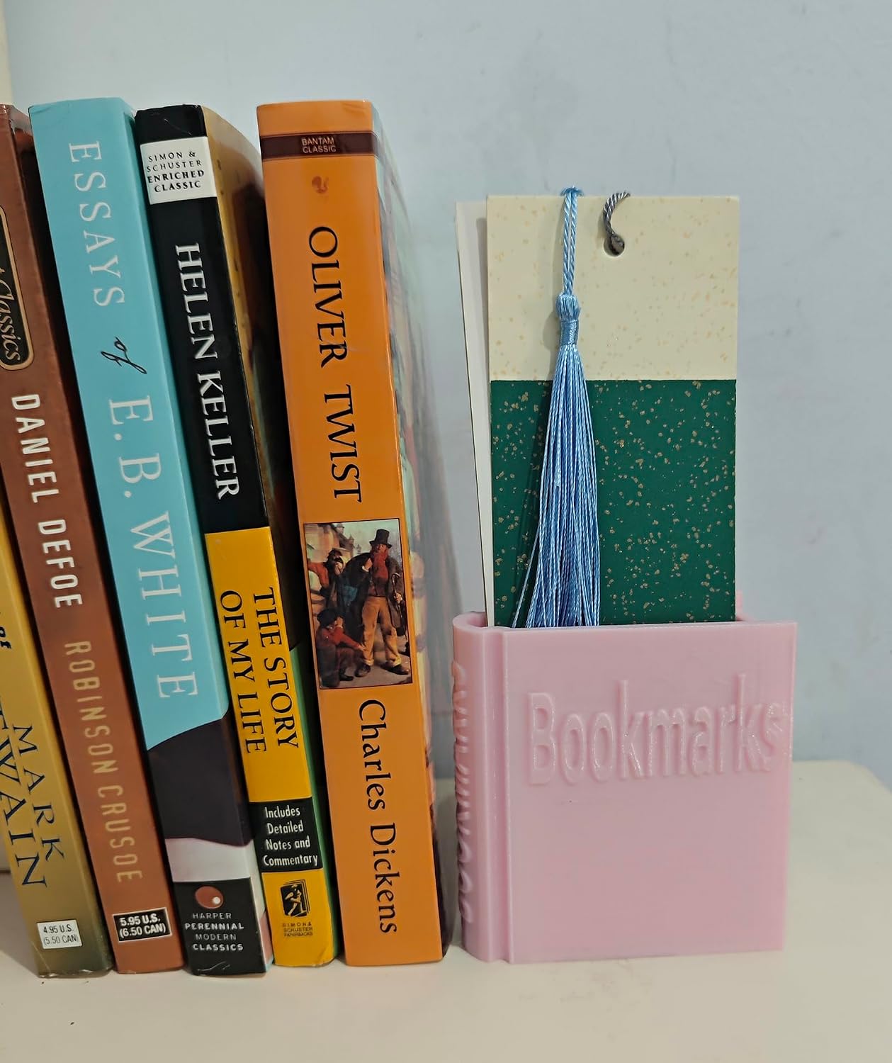 Book Shaped Bookmark Holders Home Office Desk Bookmark Holder Ornaments Gift for Friends Decor Personalized Gifts Storage Box for Bookmark (Pinkish) image 5