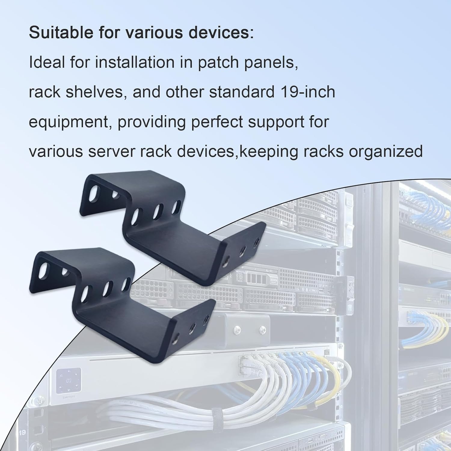 Compatible 1RU Recessed Rack Adapter-for Computers,Servers,and Network Devices,fits Patch Panels,Rack Shelves,and Standard 19-inch Equipment,Reverse Mount Provides Extra Space for switches | RRA1U