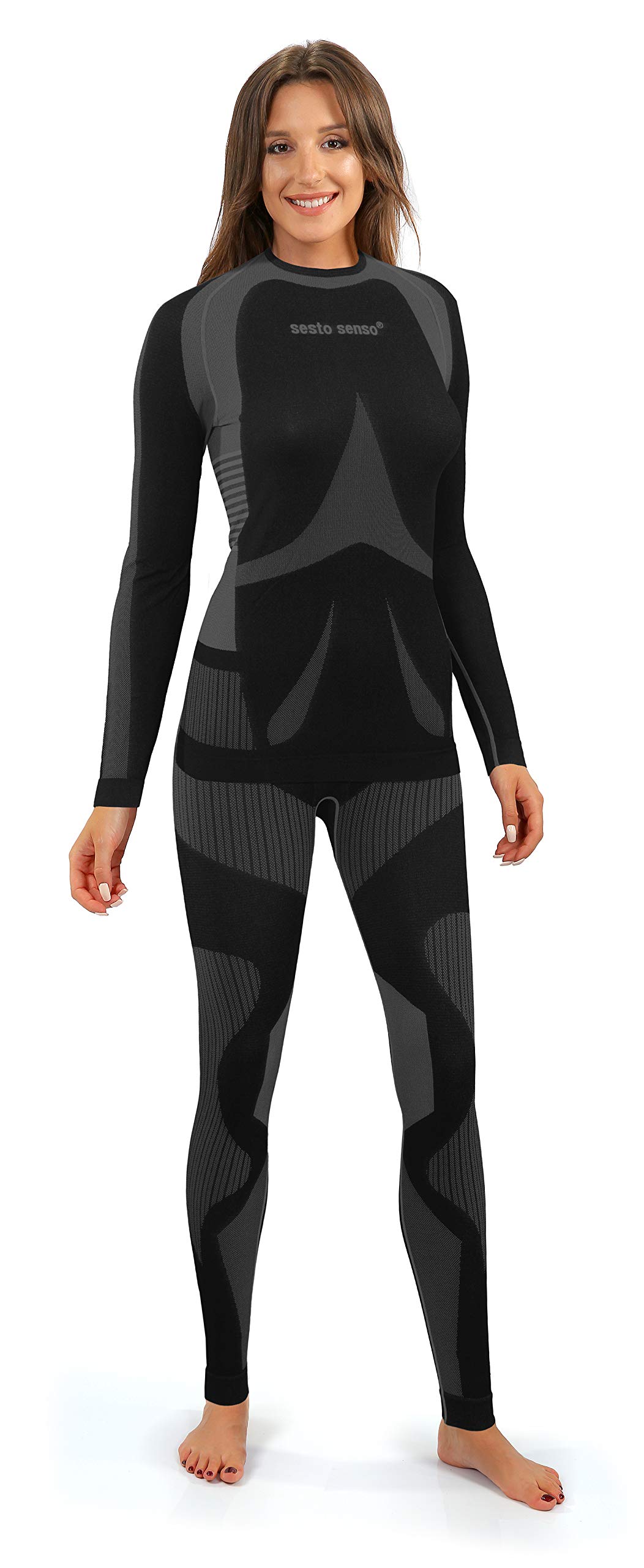 sesto senso Donna Intimo Termico Impostato Maglia a Maniche Lunghe T-Shirt Funzionale e Pantaloni Lunghi Leggings