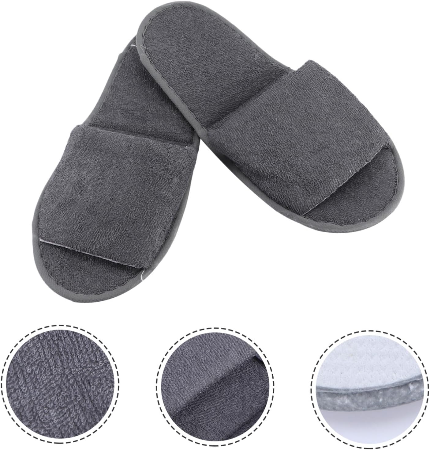 2pairs Comfortable Non-skid Indoor Slippers Foldable Travel Slippers for Hotel Vacation Soft Washable Unisex Design Gray