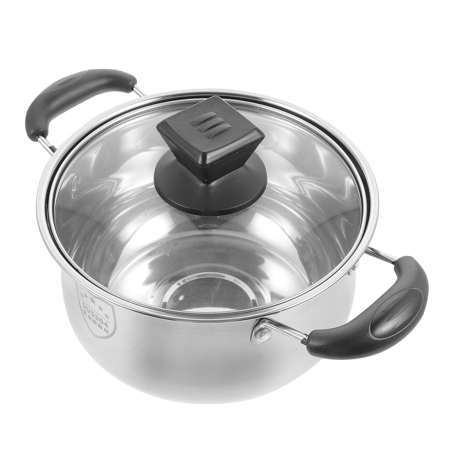 1pezzi Acciaio Inossidabile Pentola con Coperchio e Doppie Maniglie per Zuppe Latte Minestre Cucina Gas o Induzione