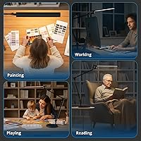 Vista 8 de UPLIFTDESK E7 LED Desk Lamp with Clamp - Adjustable 3 Color Modes, Dimmable Black Architect Light for Standing Desk, Home Office, Dual Monitor