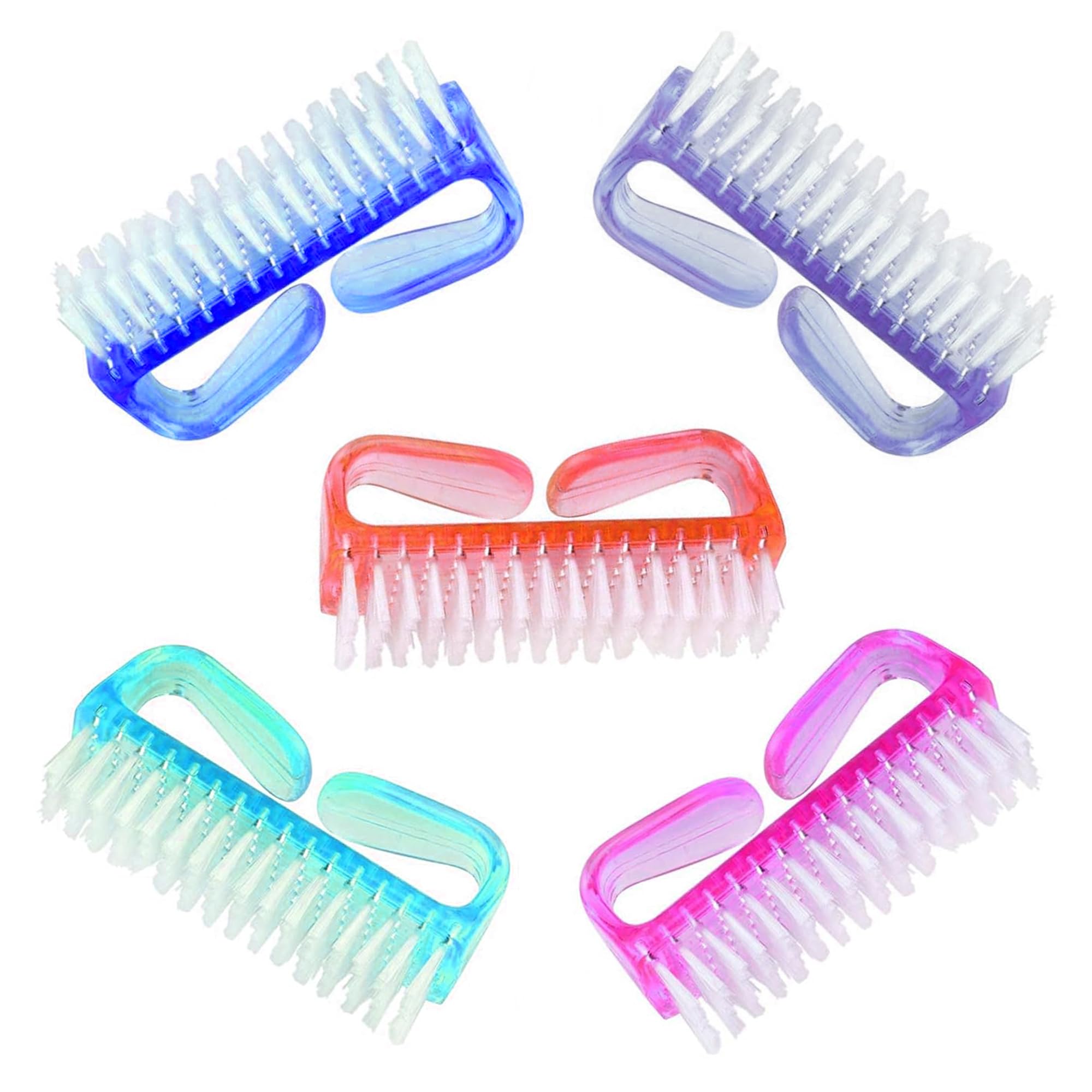 ERZA Fingernail Brush for Nail Cleaning and Scrubbing, Heavy Duty Stiff Nail Brush for Toes - Nails Cleaning & Travel, Pedicure Manicure scrub brush with molded grip, Random Color, Pack of 5-picture-50