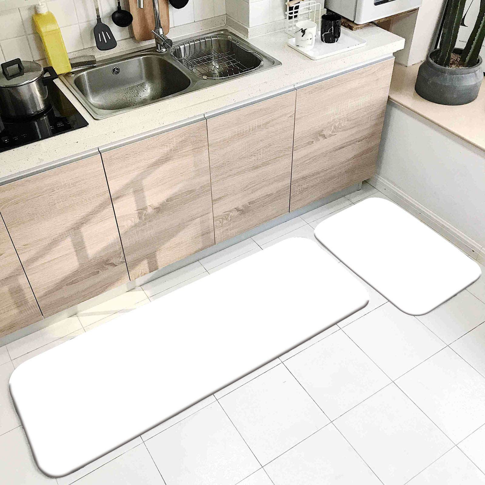 Tapis de sol de cuisine rembourré anti-fatigue, tapis de cuisine rouge 60 x 90 cm + 60 x 180 cm, petit tapis de sapin de Noël, décoration d'intérieur