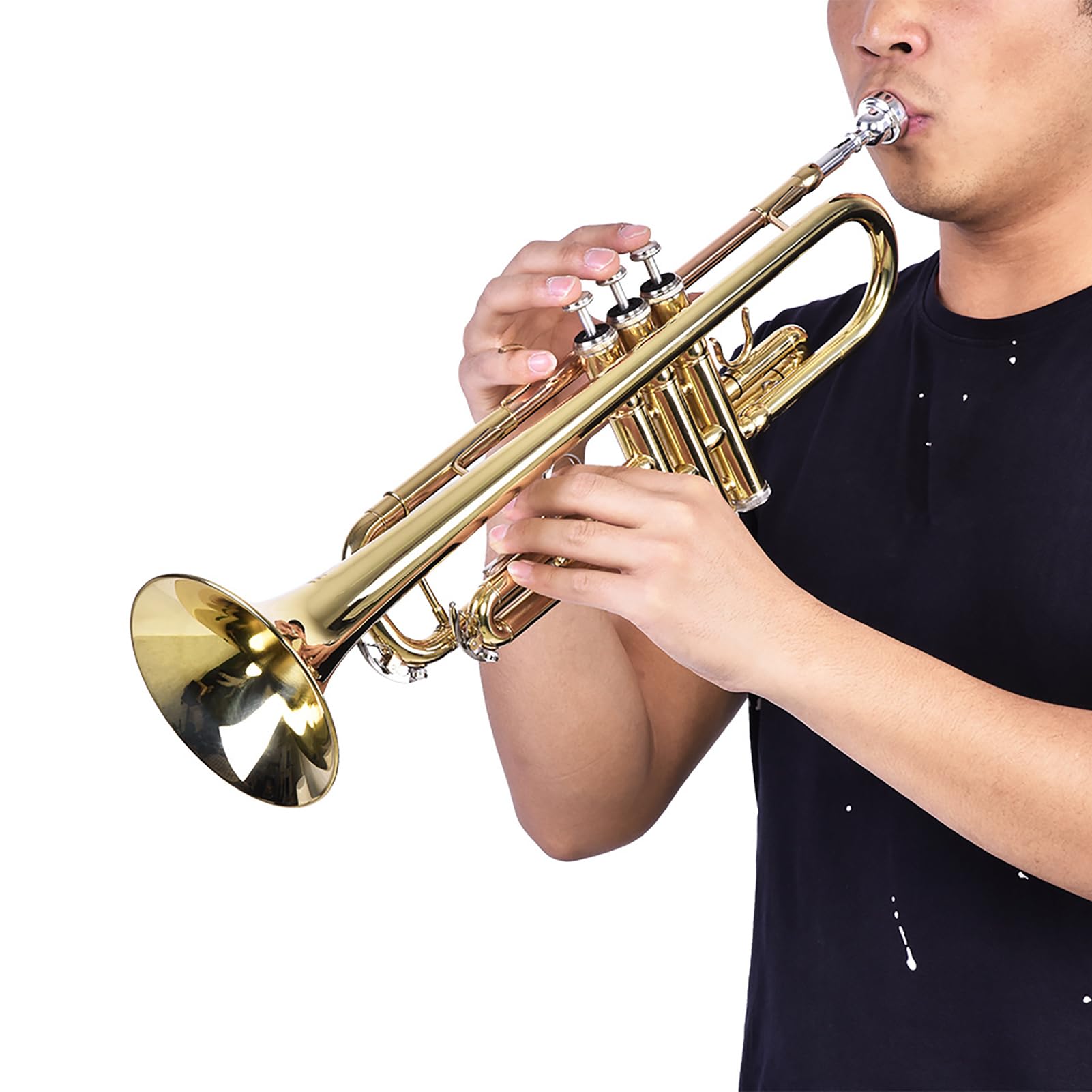 Aramox Messing-Trompete für Anfänger, Elegantes Aussehen mit Präzisem Klang, Leichte Messing-Trompete für Angehende Musiker mit Tragetasche (GOLD)