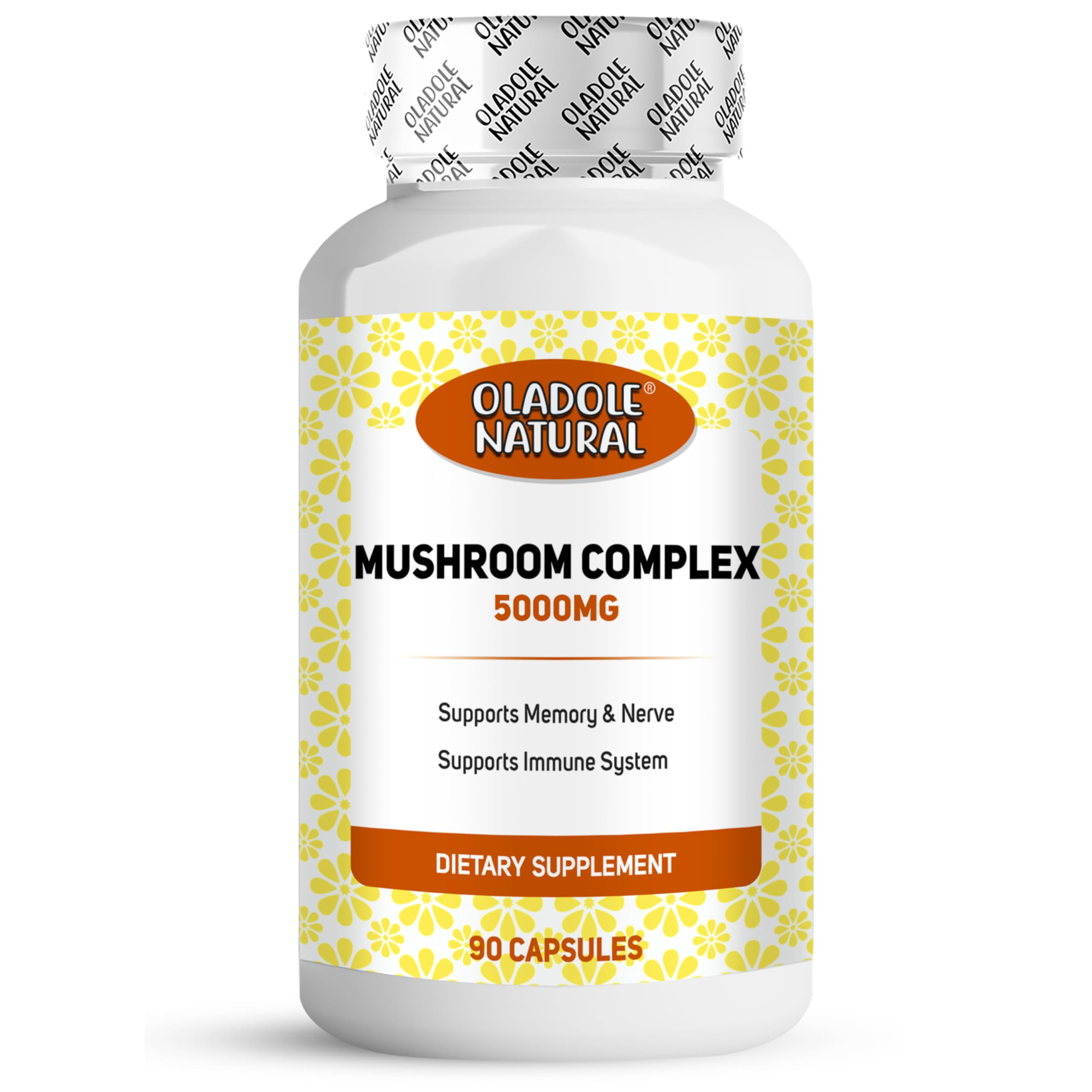Oladole Natural Mushroom Complex - 90 Capsules (5000 mg) | Blend of 8 Types Mushrooms | Support immune system Memory & Nerve | Antioxidant, Energy Boost, Cognitive & Gut Health, Anti-Inflammatory