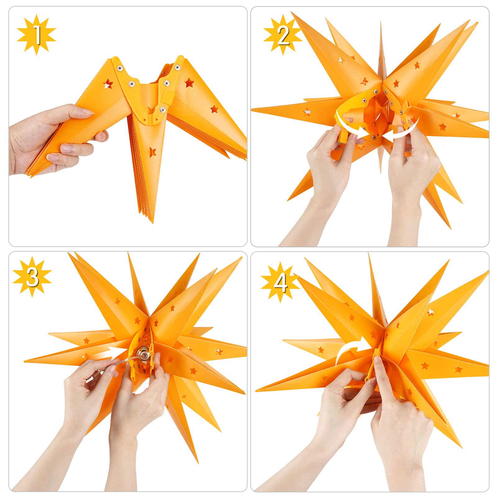 OUILA Stella di Natale a LED sospesa, 45 cm, con timer per Halloween, regalo di Natale, cortile, balcone, finestra, catena luminosa