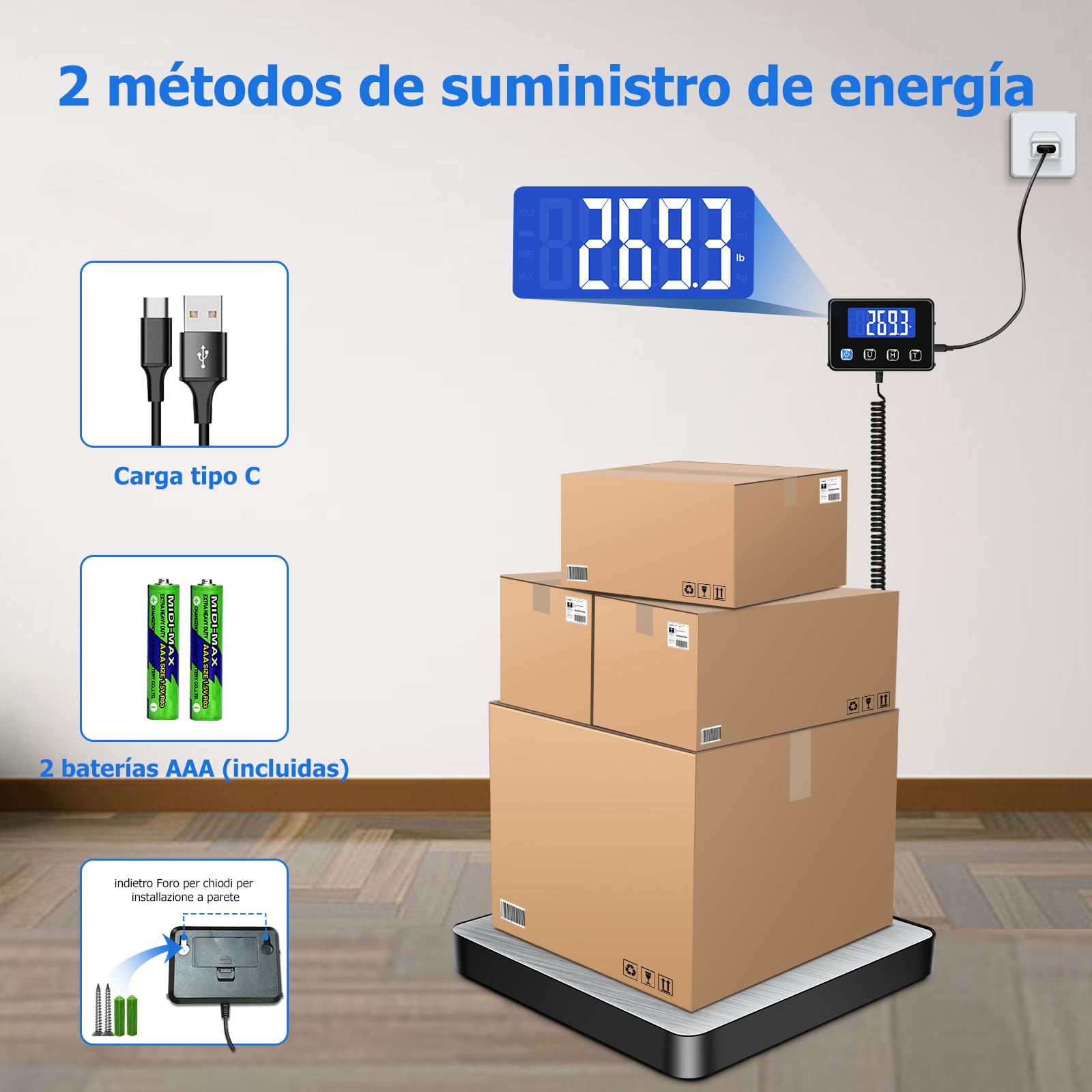 KUAIVO Bilancia Professionale 200kg/10g Alta Precisione, Bilancia Pesa Pacchi LCD Hold Tara, Piattaforma Acciaio Inossidabile
