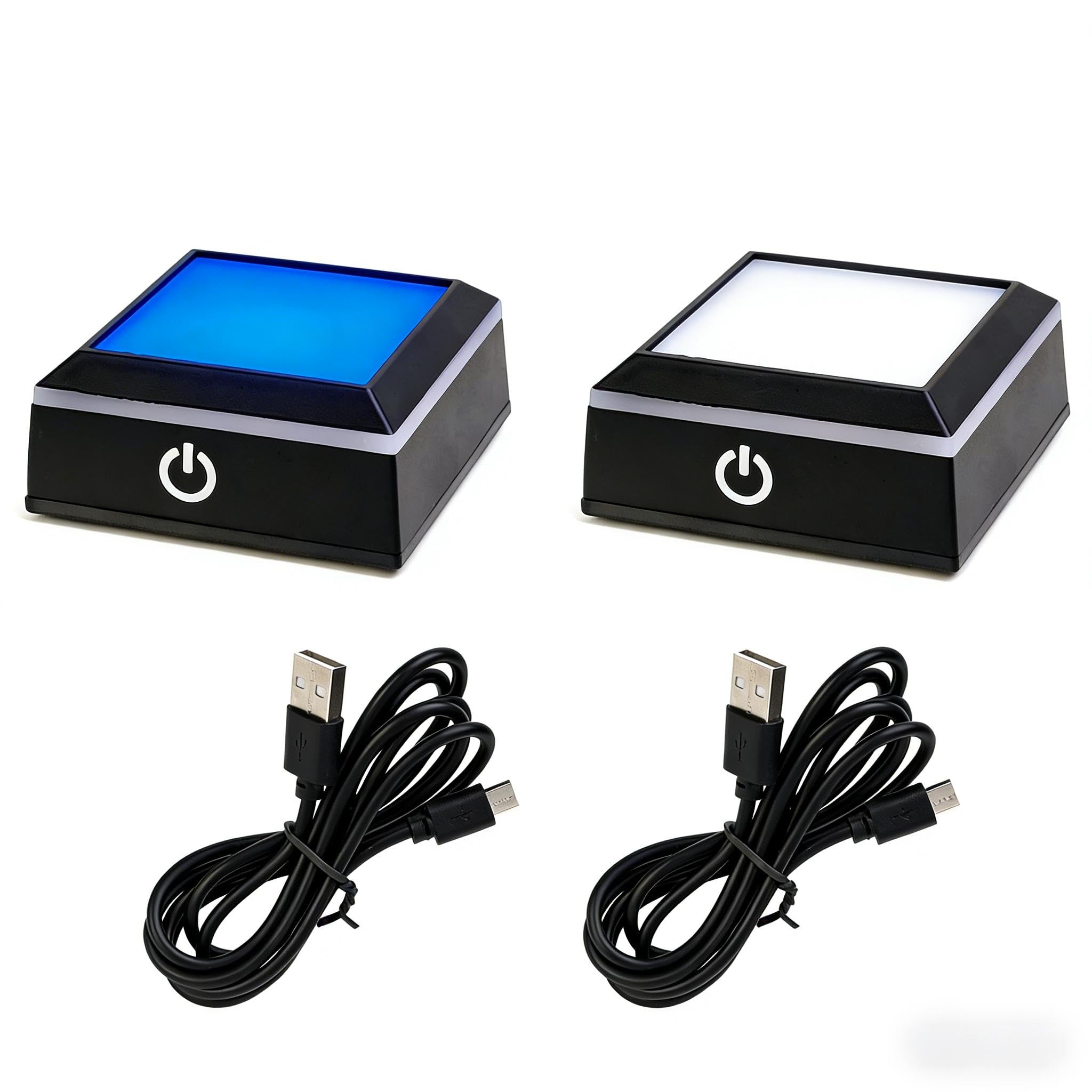 Lighted Led Base for Glass Art Crystal Display Light Base - 6-Color Adjustable LED Platform for Holiday Decor &amp; Art Photography (2.68in ABS Base) set of 2