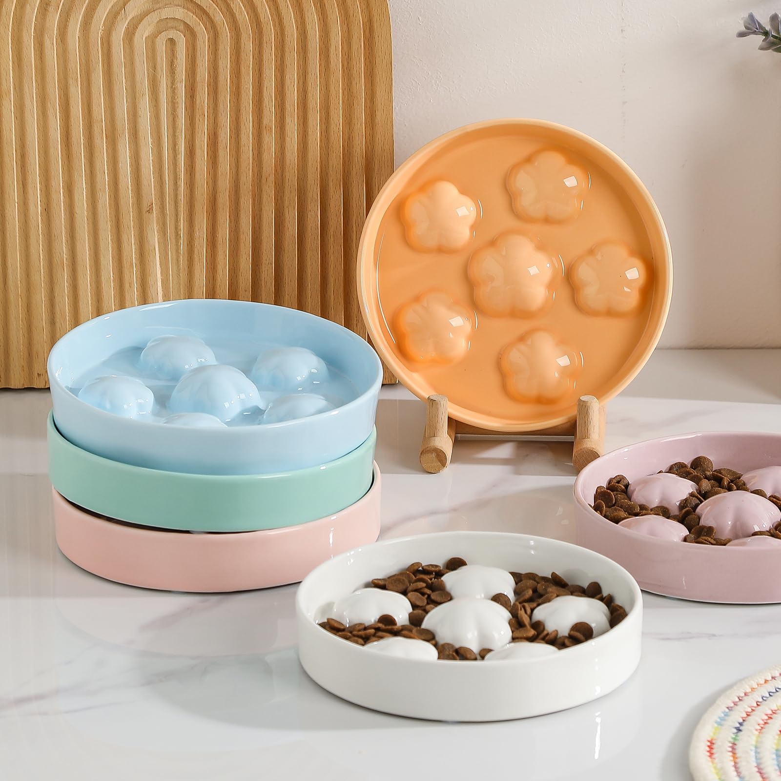 Tina Pet Cat Bowl Ceramic Double Proteger La Columna Cervical Marco De Hierro Anti Cambio Taz%c3%b3n De Comida Para Gatos Comer Agua Potable Perros I.935383403