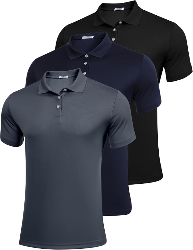 PINSPARK Golf Polo Shirts for Men Quick Dry Short Sleeve Collared Shirt Slim Fit Summer Casual Polos Shirt