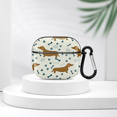Miniatura 7 de Perro salchicha con huesos compatible con AirPods de tercera generación, funda protectora de auriculares de carga dura con llavero