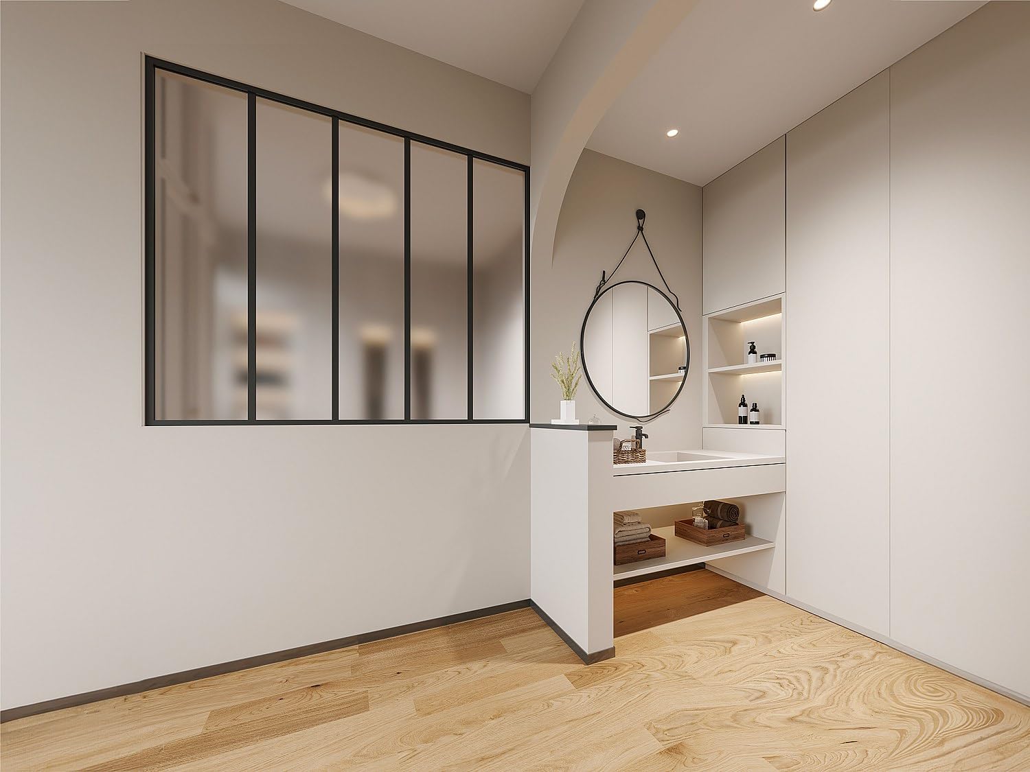Vente-unique - Cristalera Bayview - L 150cm x A 3.5cm x H 130cm - Cristal Templado - Negro