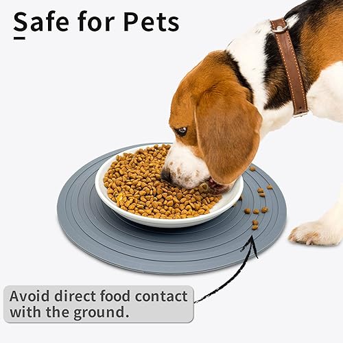 Miniatura 4 de Fhiny Tapete de silicona para comida de mascotas, 9.5 pulgadas, redondo, impermeable, antideslizante, mantel individual para evitar la alimentación