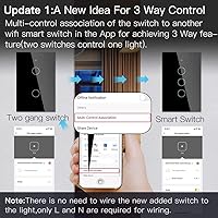 Vista 3 de MoesGo Interruptor de luz de pared inteligente WiFi, panel de vidrio, multicontrol (3 vías), interruptores táctiles Wi-Fi de 2.4 GHz, requiere cable