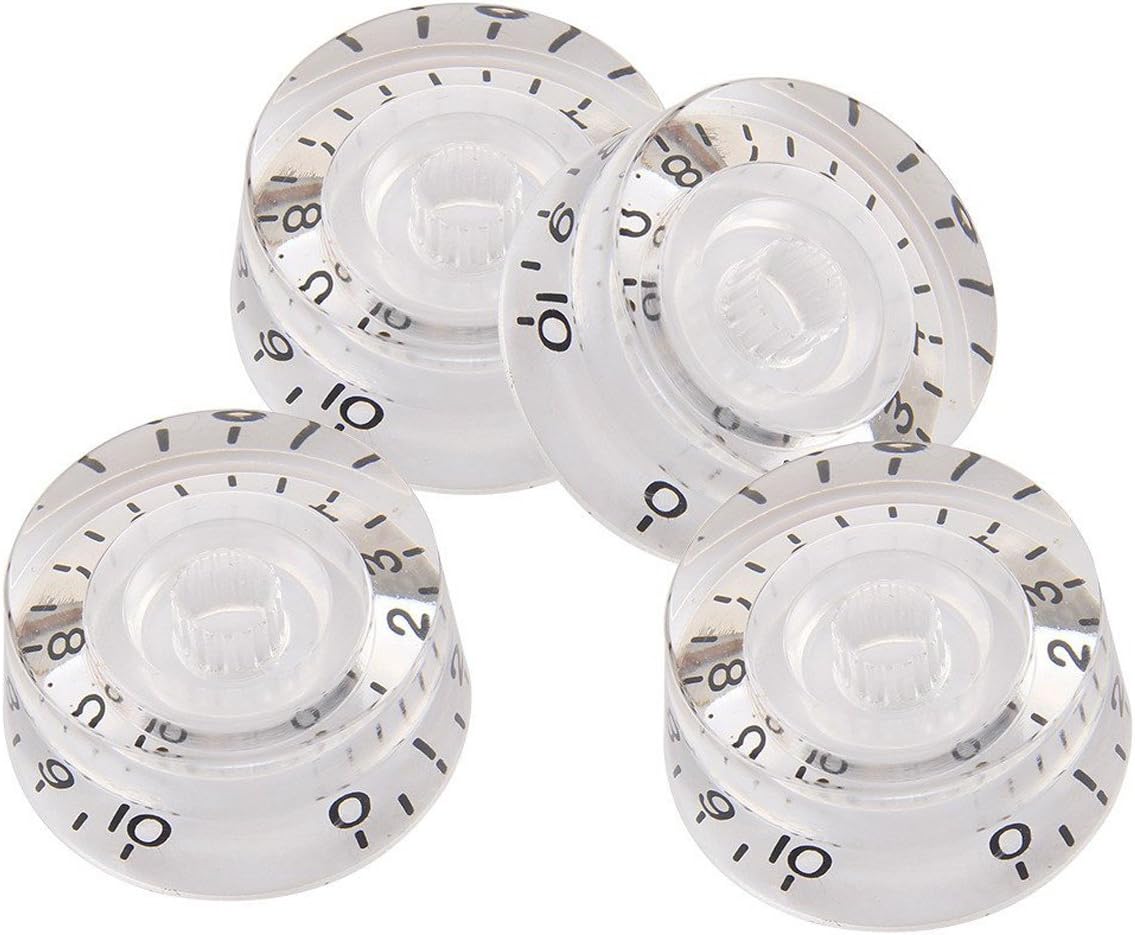 Musiclily Basic Metric Speed Knobs Tone Volume Control Knobs for Epiphone Les Paul SG Electric Guitar Transparent with Black Number (Set of 4) - Image 3