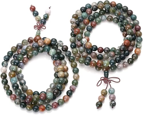 Miniatura 5 de Jovivi Collar de 108 cuentas de oración mala 0315in ágata india natural piedras de cristal curativo