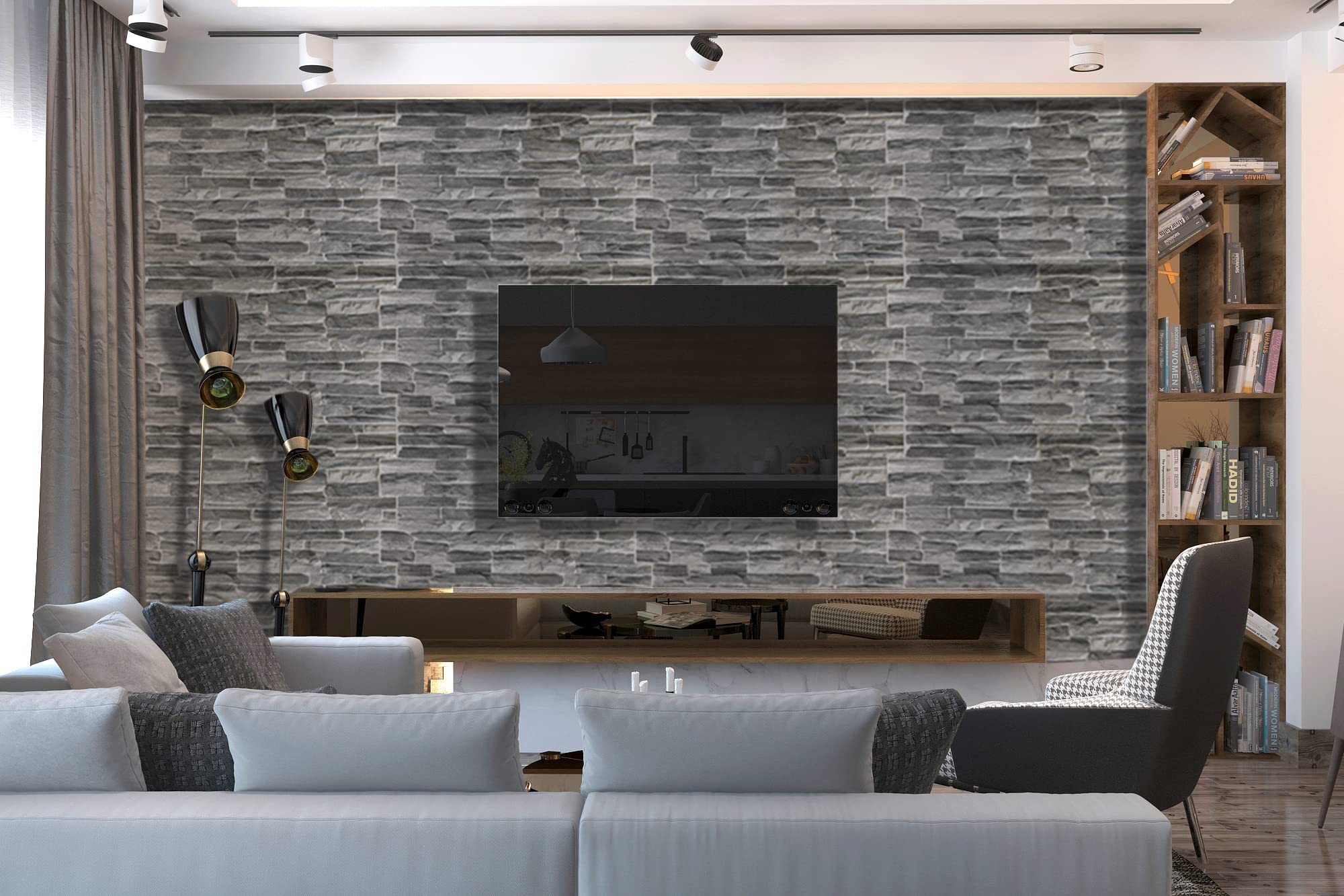 Grace Baltic - Pannelli da parete 3D per decorazione da parete interna non adesivi sottili ed elastici in PVC Pannelli Decorazione Murale Interna Tatuaggi Murali Materiale PVC 3D (18 pezzi / 8.82 m2)