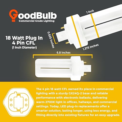 Miniatura 221 de GoodBulb - Focos CFL PL, paquete de 10 unidades 3500K