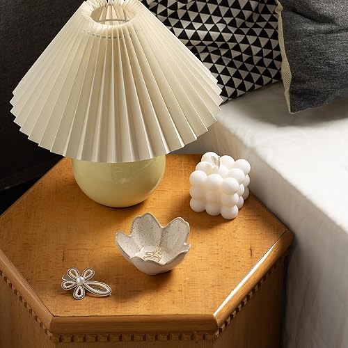 Miniatura 8 de Bandeja de cerámica floral para joyas, 3.5 pulgadas, elegante soporte para anillos y cuenco para baratijas para decoración de tocador (gris)