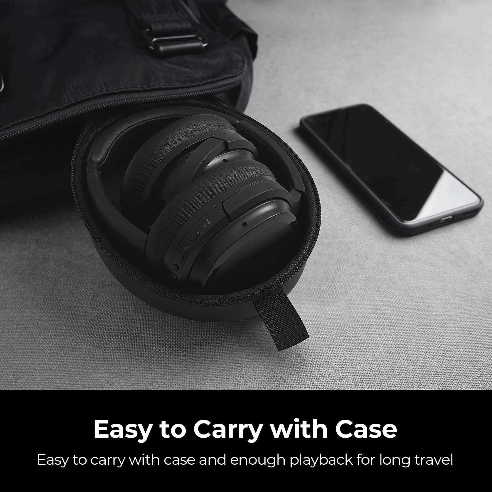 Cuffie Bluetooth ibride con cancellazione attiva del rumore, cuffie wireless over-ear, cuffie Bluetooth 5.2, suono coinvolgente, bassi profondi, 30 ore di riproduzione, nero vero