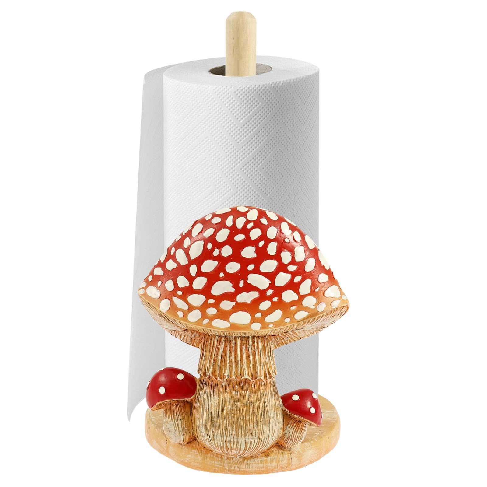 Kitchen Roll Holder Mushroom Paper Towel Holder Resin Free-Standing Kitchen Towel Rack Non Slip Countertop Organizer Vintage Farmhouse Home Decoration ONLY STAND(Mushroom) โ image 1