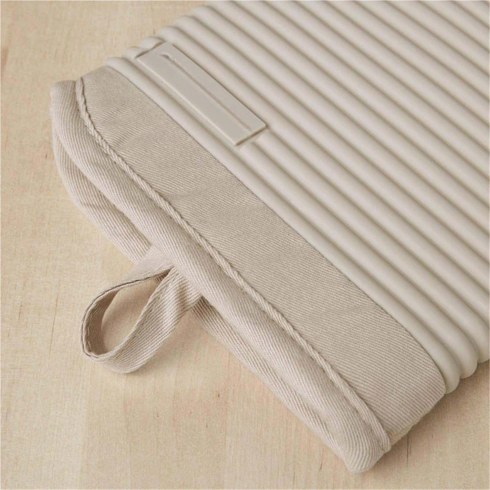 Guantes De Horno Manopla de horno de silicona suave acanalada, 7"x13", manoplas de horno de batido 2 piezas beige for horno Para Cocinar