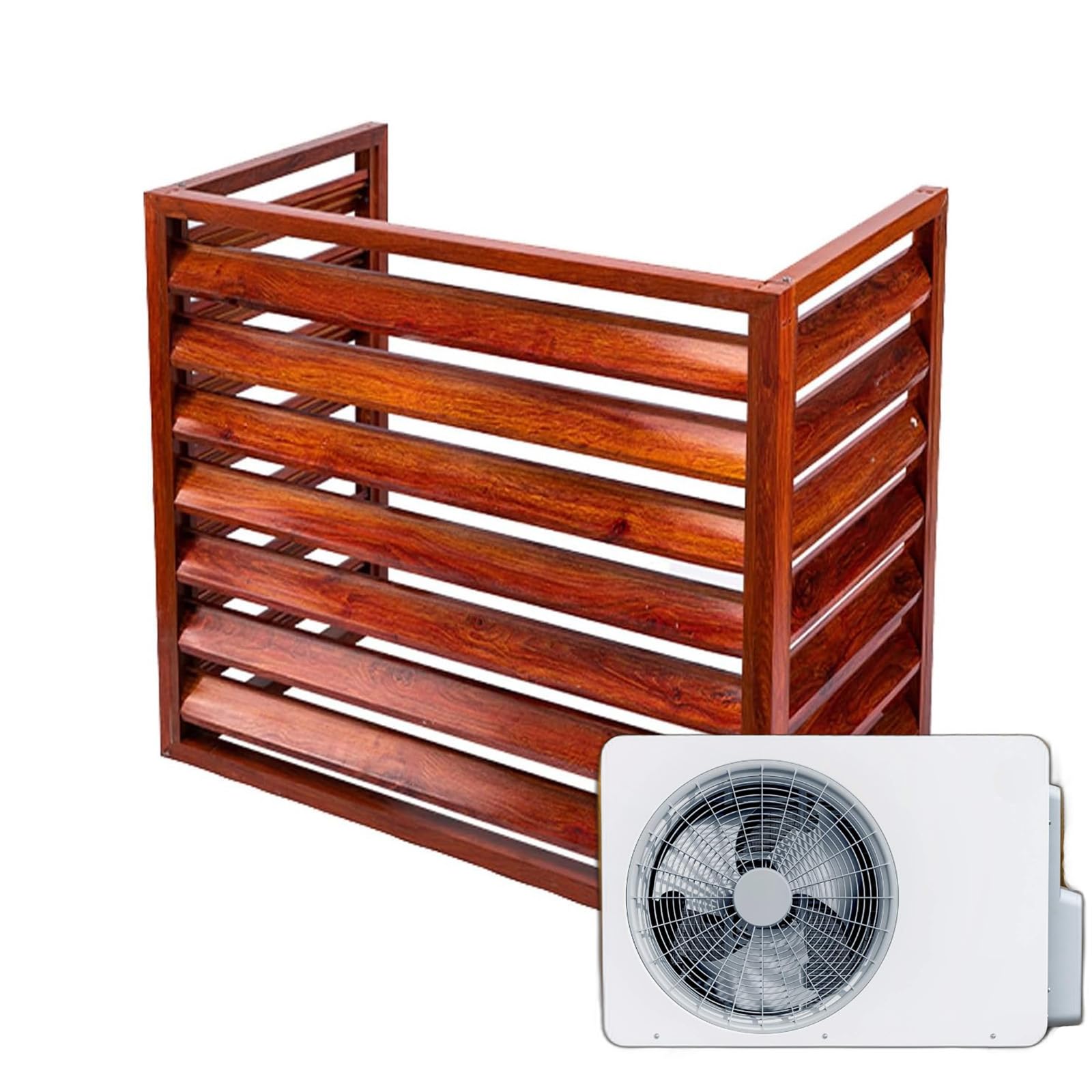 Cubierta de aire acondicionado exterior de aluminio efecto madera L110W60H80 para bomba calor