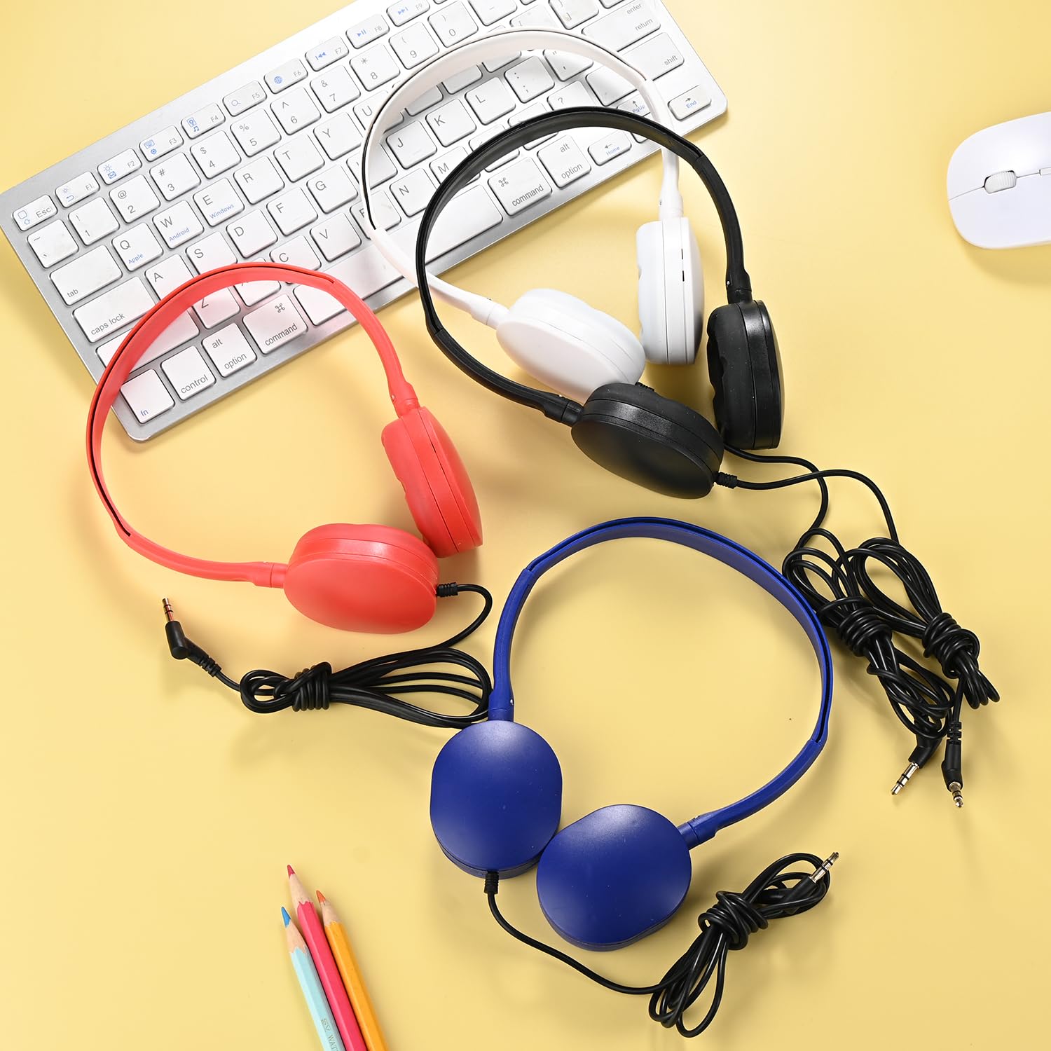 Cuffie per bambini, confezione da 100 cuffie per aule scolastiche, studenti, adolescenti, bambini, regalo e adulti, cuffie cablate regolabili per aule (multicolore)