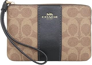 [コーチ] COACH 小物(ポーチ) FCW854 CW854 タン×ブラック シグネチャー コーテッド キャンバス レザー コーナー ジップ リストレット レディース [アウトレット品] [ブランド] [並行輸入品]