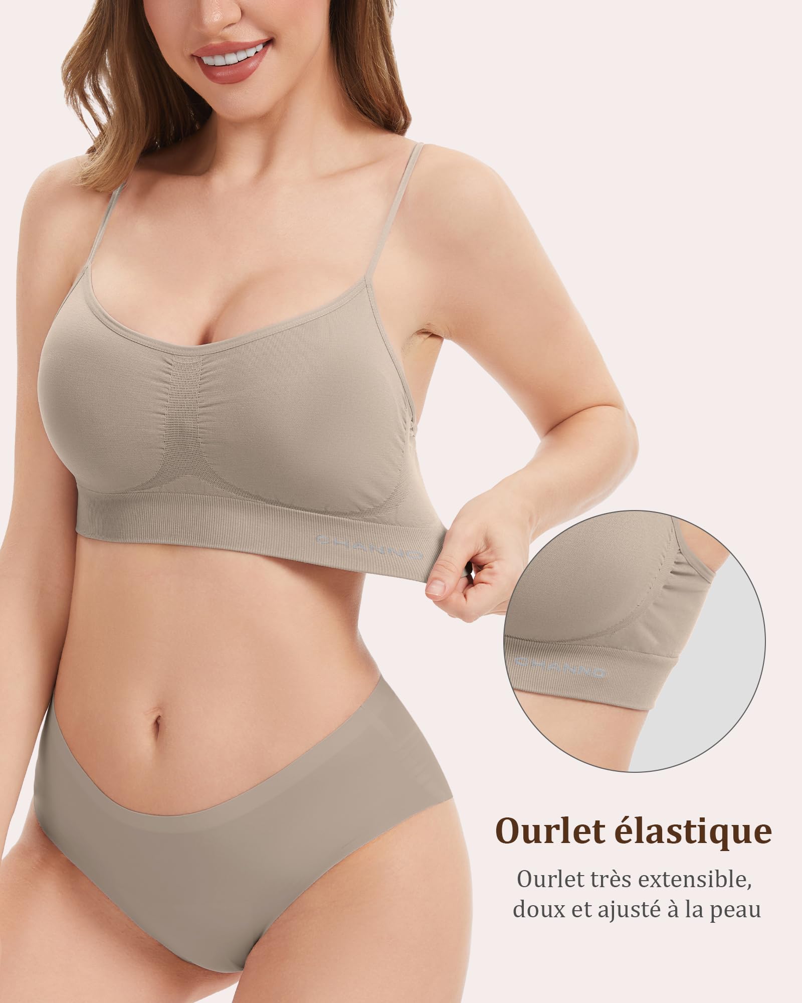 Channo Femme Soutien-Gorge sans Couture: Brassière Invisible Transparent Élastique sans Armature Maintien Yoga Lot de 3