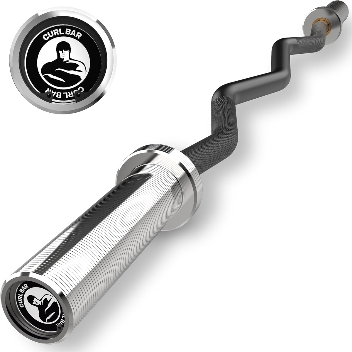 EZ Curl Bar [Bells of Steel] EZ Bar Olympic Curl Barbell for Bicep, Tricep Workouts, 2-Inch Curling Barbell with Angled Grips for Home Gym, 500lb Weight Capacity