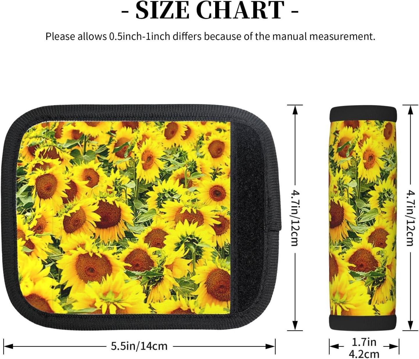 Sunflowers Print Luggage Handle Wraps Luggage Identifiers Soft Neoprene Luggage Handle Wraps for Suitcase Trolley Handle Grip Cover 2 Pack Luggage Tags