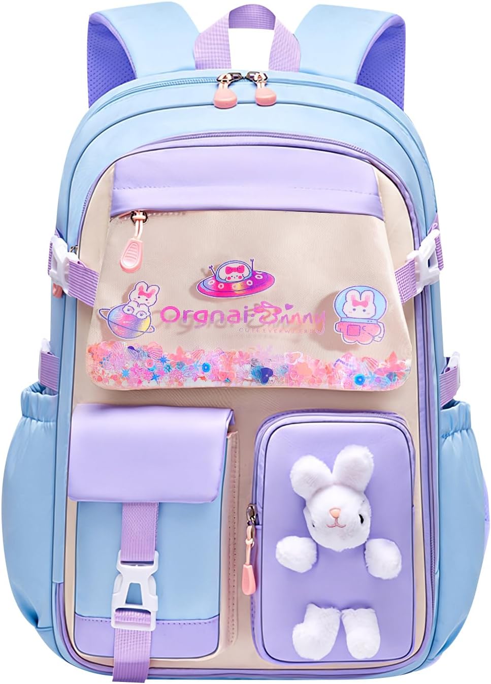 Amythe Sac à Dos pour Fille, Cartable pour Filles Primaire de CE1 à CM2, Sac D’école Léger et Décontracté avec Sangle de Poitrine pour Enfants, Idéal pour L’école ou les Voyages, Bleu