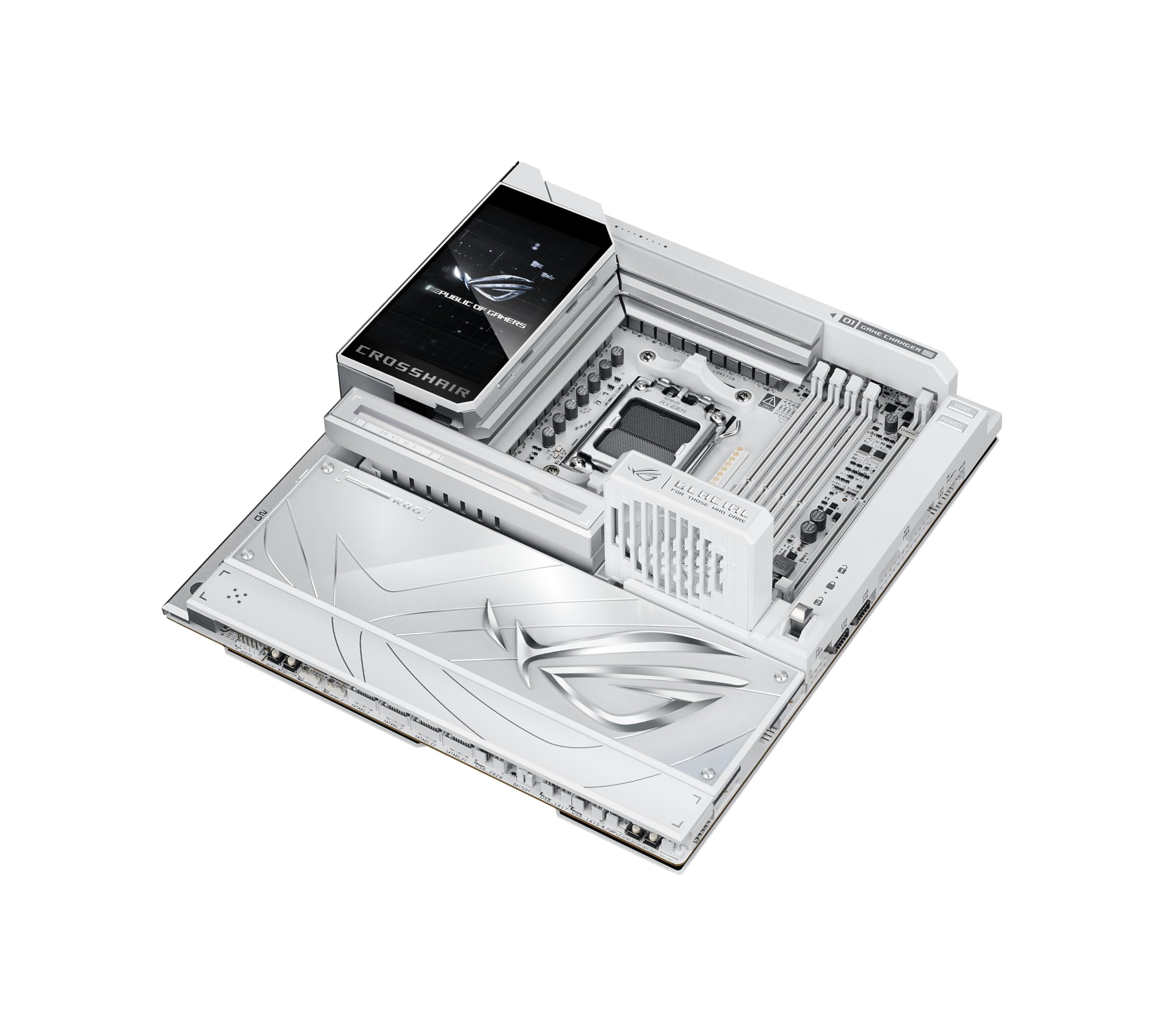 ASUS ROG Crosshair X870E Glacial Gaming Socket AMD AM5 (E-ATX, Advanced AI, DDR5, 10G Ethernet, WiFi 7, 2 x PCIe 5.0 NVMe SSD, 2 x PCIe 4.0 M.2, 12 x USB 10 Gbps)