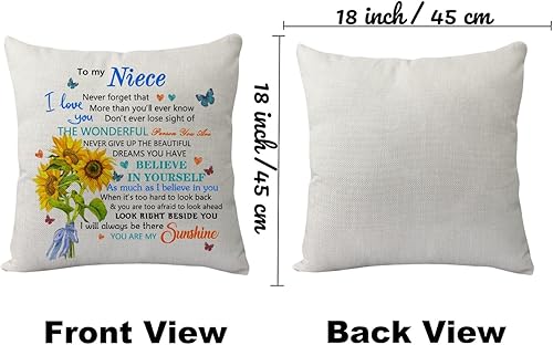 Miniatura 2 de KHLOY Funda de almohada para sobrina, regalos de tía tío, regalo inspirador para mi sobrina nunca olvides que te amo, funda de almohada divertida