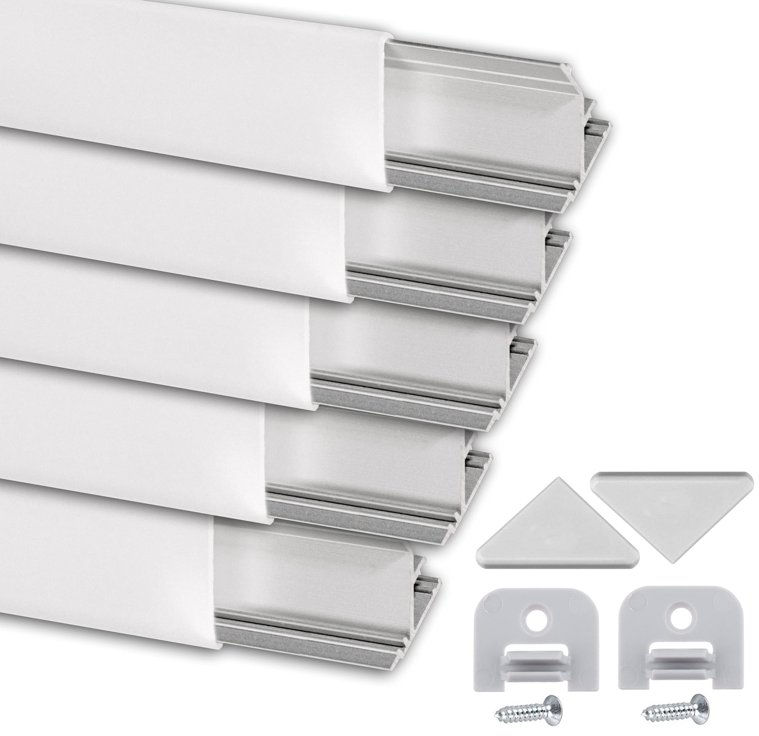 Eckprofil LED 2m Am Stück I 5er Set I Alu Profile 45 Grad I Aluprofil I Aluminiumprofil Für Stripes I Lichtleiste I 5x2m